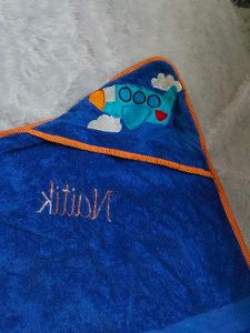 Blue Hooded Towel with Airplane