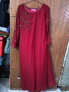maroon gown