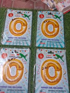 Letter 'O' Gold Foil Balloons n others 7pc