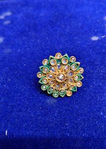 Elegant Green Meenakari Kundan Stud Earrings for W