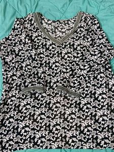 Black & White Floral Print Kurta