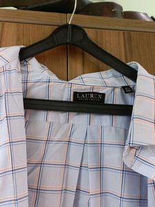 Men's Blue Plaid Button-Down Shirt