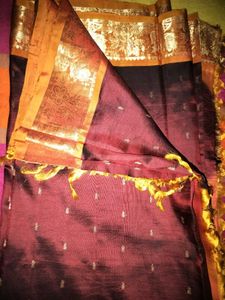 Maroon & Gold Silk Saree