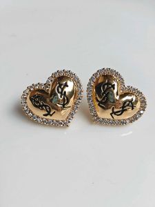 Heart Shaped YSL Stud Earrings