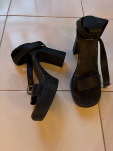 Chunky Black Platform Heels