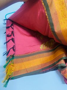 Coral Silk Saree With Blouse Used