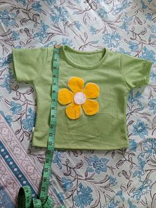 Cute Yellow Flower Green Top