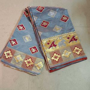 Beautiful Grey Saree with Elephant Motif