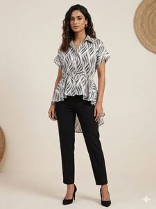 Chic Printed Peplum Shirt