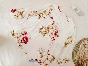 White Floral Print Blouse