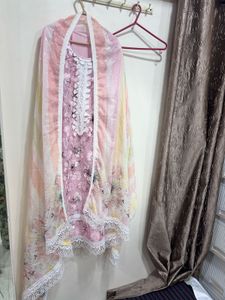Beautiful Pink Floral Kurta Set with Dupatta