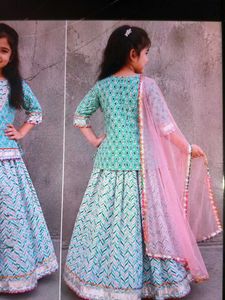 Beautiful Teal &amp; Pink Girls Lehenga Choli size ava