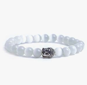 German Silver Budha Beads 8 Pcs