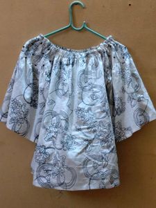 Boho Floral Print Off-Shoulder Blouse