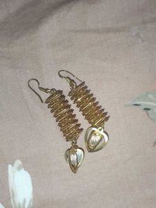 Vintage Gold Coil Heart Earrings