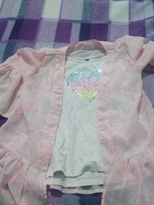Pink Sequined Heart Kurta Set