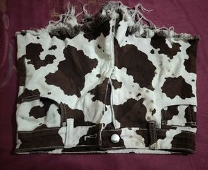 Cow Print Denim shorts