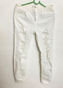 Forever 21 Distressed White Jeans