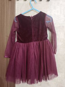 Girls Burgundy Velvet Dress