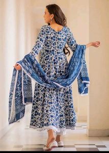 Floral Printed Anarkali kurti with dupatta