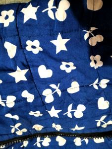 Cute Blue Vest with White Stars and Flowers