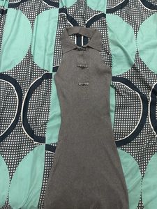 Sexy Grey Halter Neck Mini Dress
