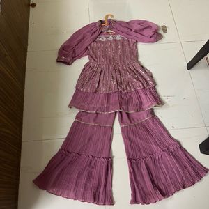 Elegant Tiered Kurta Set with Palazzo Pants