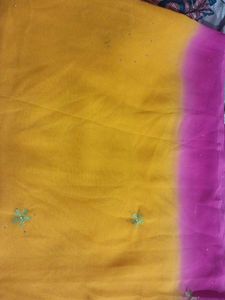 Yellow Saree with Floral Embroidery