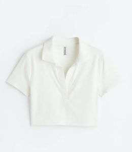 H&amp;m White Cropped Polo T-Shirt
