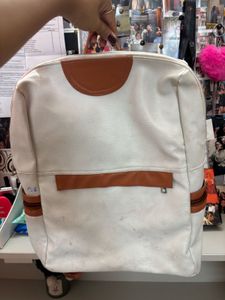 Stylish White &amp; Brown Backpack