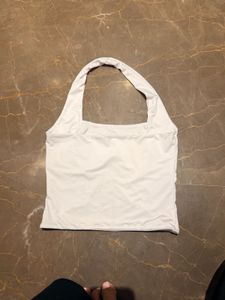 White Halter Neck Crop Top