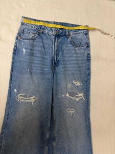 H&amp;M Distressed Wide Leg Jeans