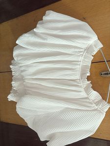 White Pleated Puff Sleeve Top