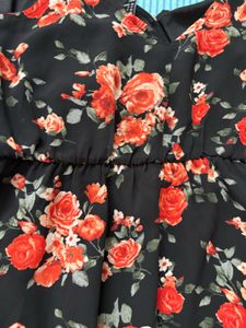 Black Floral Print Sundress