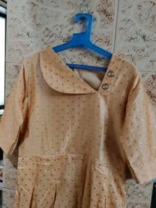 Peach Printed Anarkali Gown