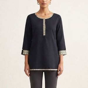 Black Kurta with Intricate Trim