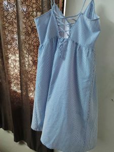 H&amp;M Blue Striped Button-Up Dress