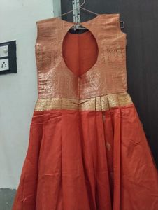 Elegant Orange Banarasi Gown