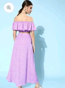 Lavender Off-Shoulder Crop Top &amp; Skirt Set