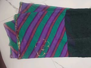 Vibrant Striped Saree with Sequins