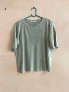 Sage Green Knit T-Shirt .( size - M)