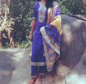 purple kurta set