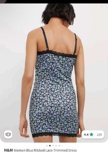 Floral Print Mini Dress with Lace Trim