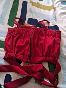 Chic Red Crop Top with Tie Detail