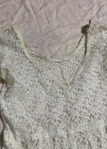 Full Elegant White Lace Dress