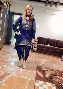 Elegant Blue Kurta with Dhoti Pants