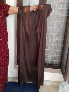 Elegant cofee Brown Nightgown with Lace Detail