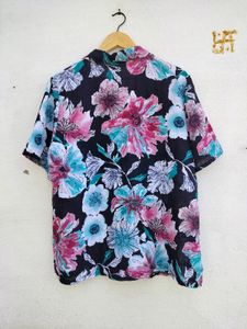Flower Print Short Sleeves Shirt