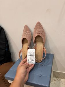 🆕 “Luna blu” Blush Pink Knitted Sling Heel
