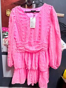 Hot Pink Tiered Ruffle Dress
